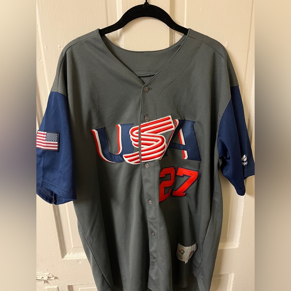 Giancarlo Stanton #27 USA World Baseball Classic jersey.